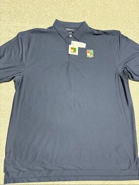 Men's Navy Performance Polo with Hound Ears Embroidered Crest 2XL